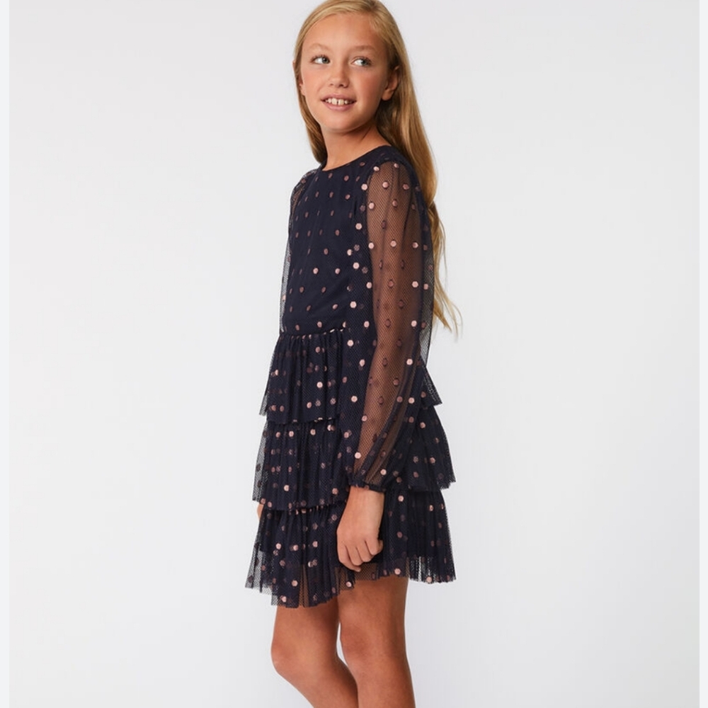 Bardot Junior Spot Mesh Mini Dress Lightweight Summer Baby Girl Formal Church
